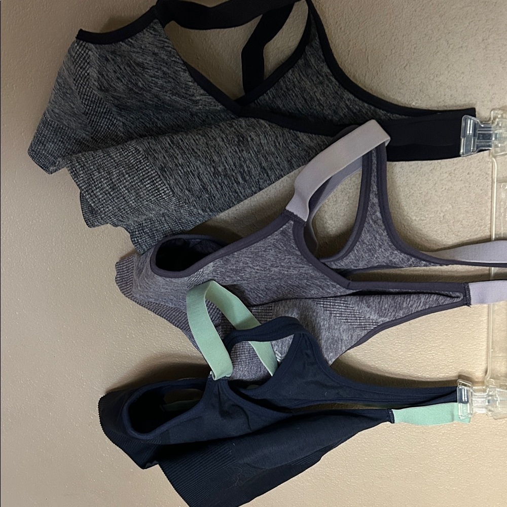 All in Motion Women's Sports Bras - Gray, Black, Blue. 3 bras in sz Lg